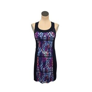Title Nine‎ Athletic Dress Womens Small Navy Racerback Tank Multicolor Print